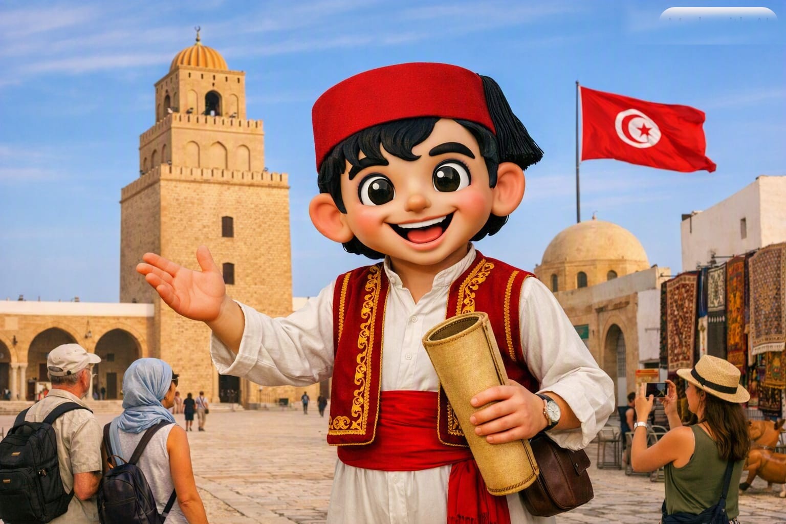 Golden Sindbad devant la Grande Mosquée de Kairouan